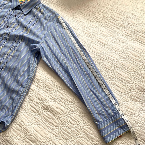 Robert Graham Button Down Embroidered Shirt Flip Cuff Abstract Art Size 2XL - Picture 6 of 13